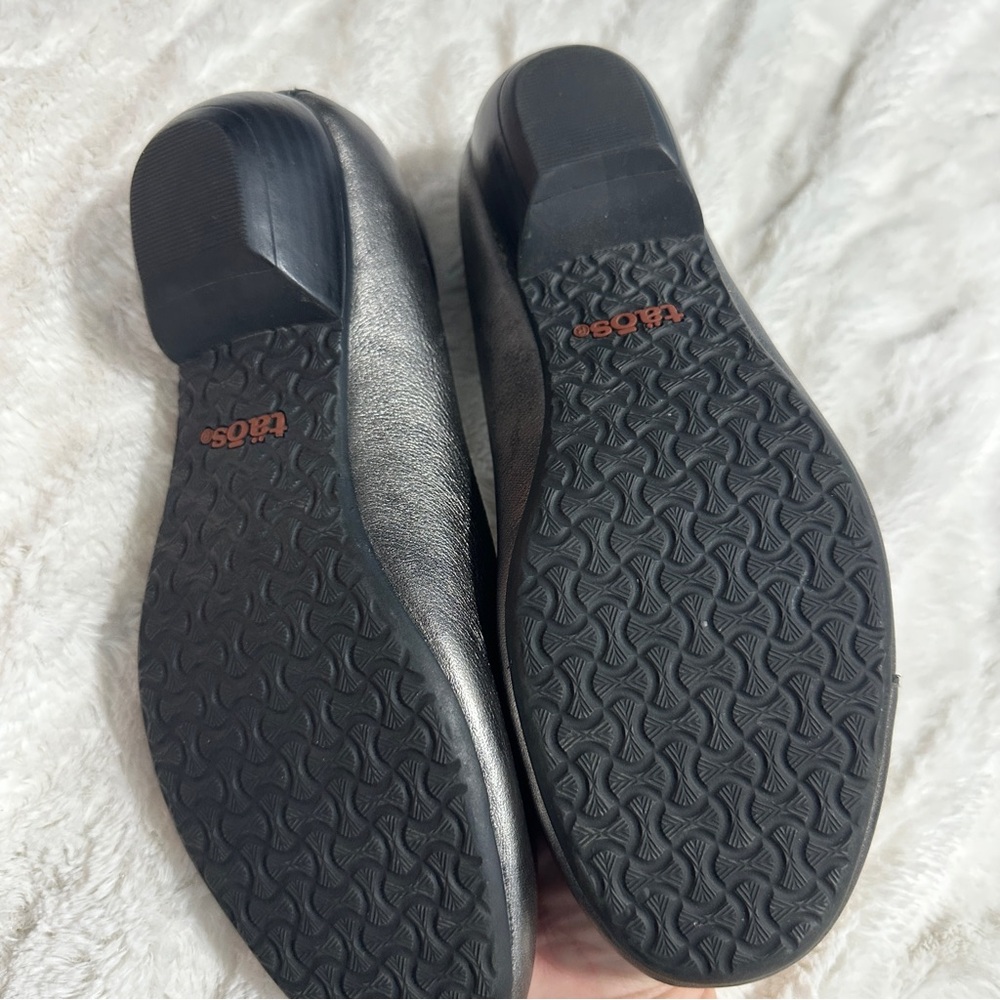 Taos Metallic Pewter Leather Ballet Flats Comfort Shoes Size 7.5 Euro Neutral - Picture 9 of 11